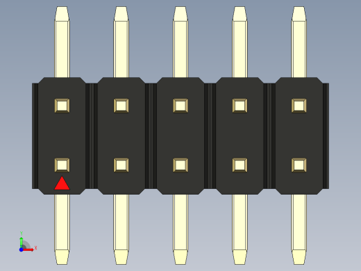 彩色公排针 100mil 2.54mm 系列-DS1022_black_10p_100mil_TypeSMT_rev1.0前视缩略图