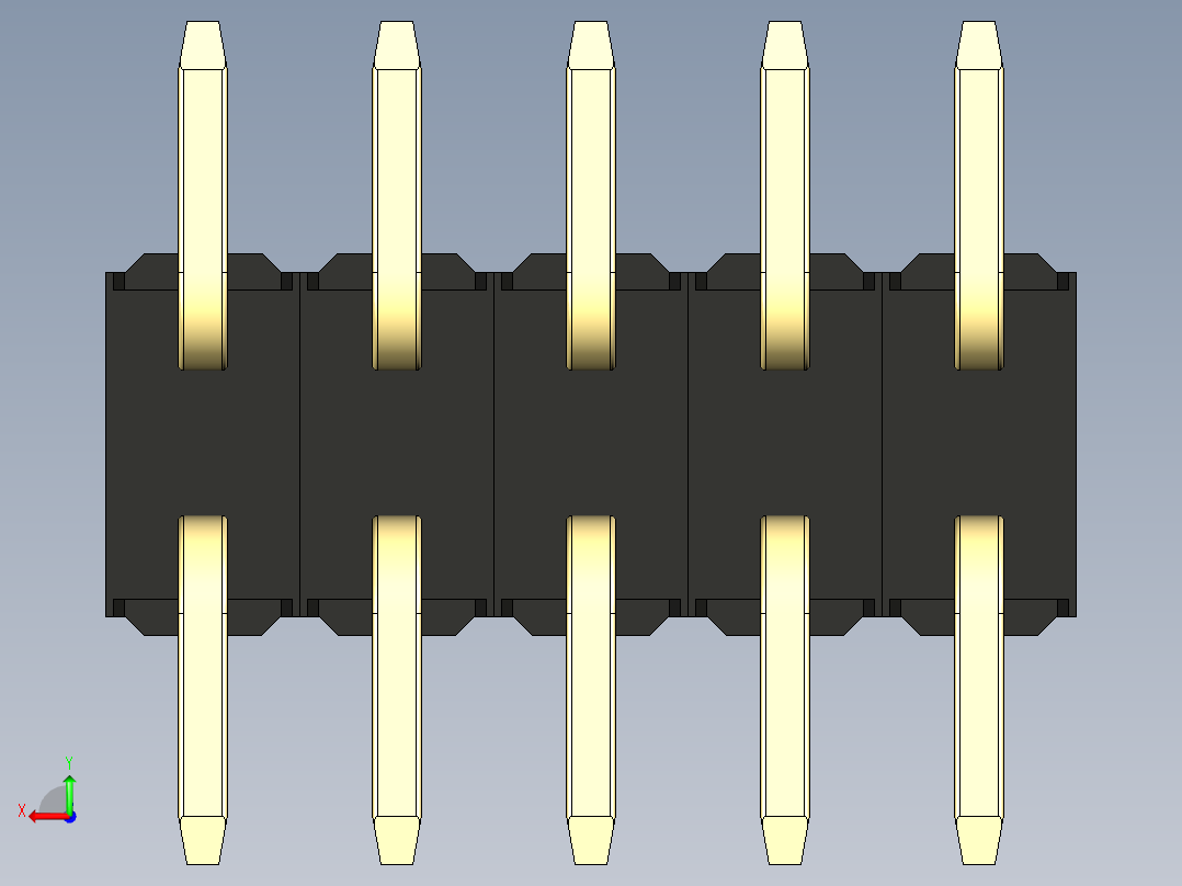 彩色公排针 100mil 2.54mm 系列-DS1022_black_10p_100mil_TypeSMT_rev1.0后视图