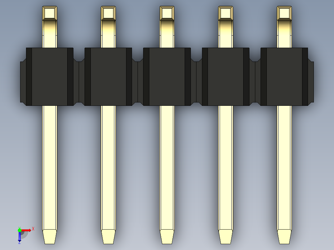 彩色公排针 100mil 2.54mm 系列-DS1022_black_10p_100mil_TypeSMT_rev1.0俯视图