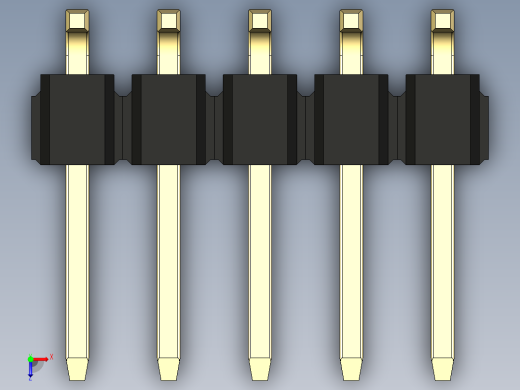 彩色公排针 100mil 2.54mm 系列-DS1022_black_10p_100mil_TypeSMT_rev1.0俯视缩略图