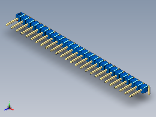 彩色公排针 100mil 2.54mm 系列-DS1022_blue_1x26p_100mil_TypeD_rev1.0