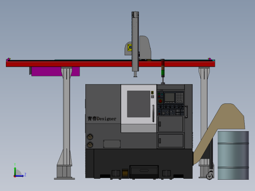 130单台车床XYZ机械手数控车床左视缩略图