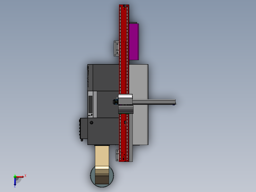 130单台车床XYZ机械手数控车床俯视图