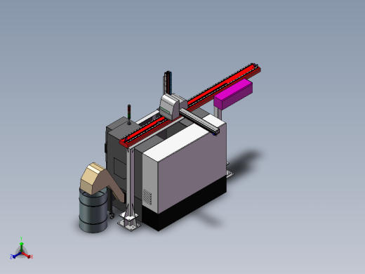 130单台车床XYZ机械手数控车床正等轴测缩略图