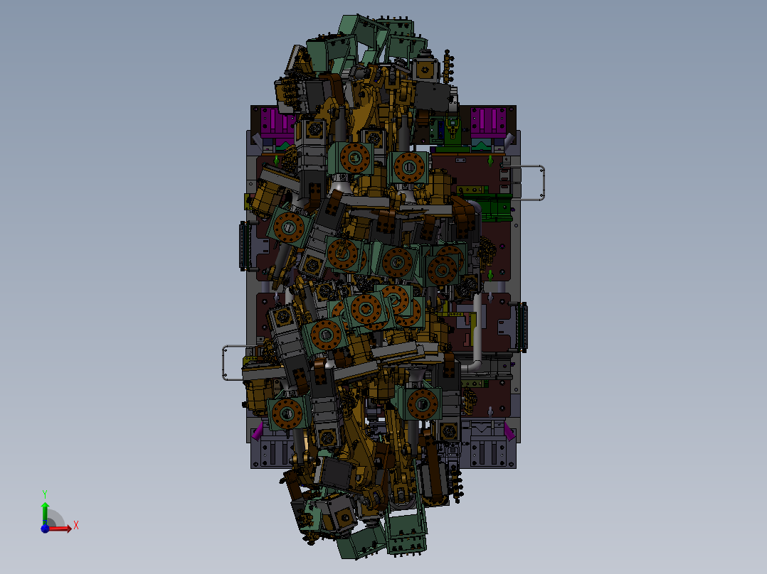 复杂焊装夹具设计3D模型前视图