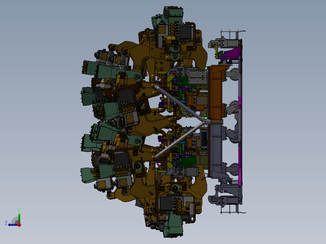 复杂焊装夹具设计3D模型右视图