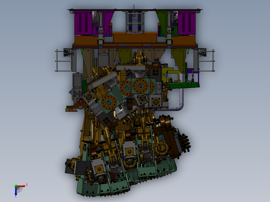 复杂焊装夹具设计3D模型俯视图