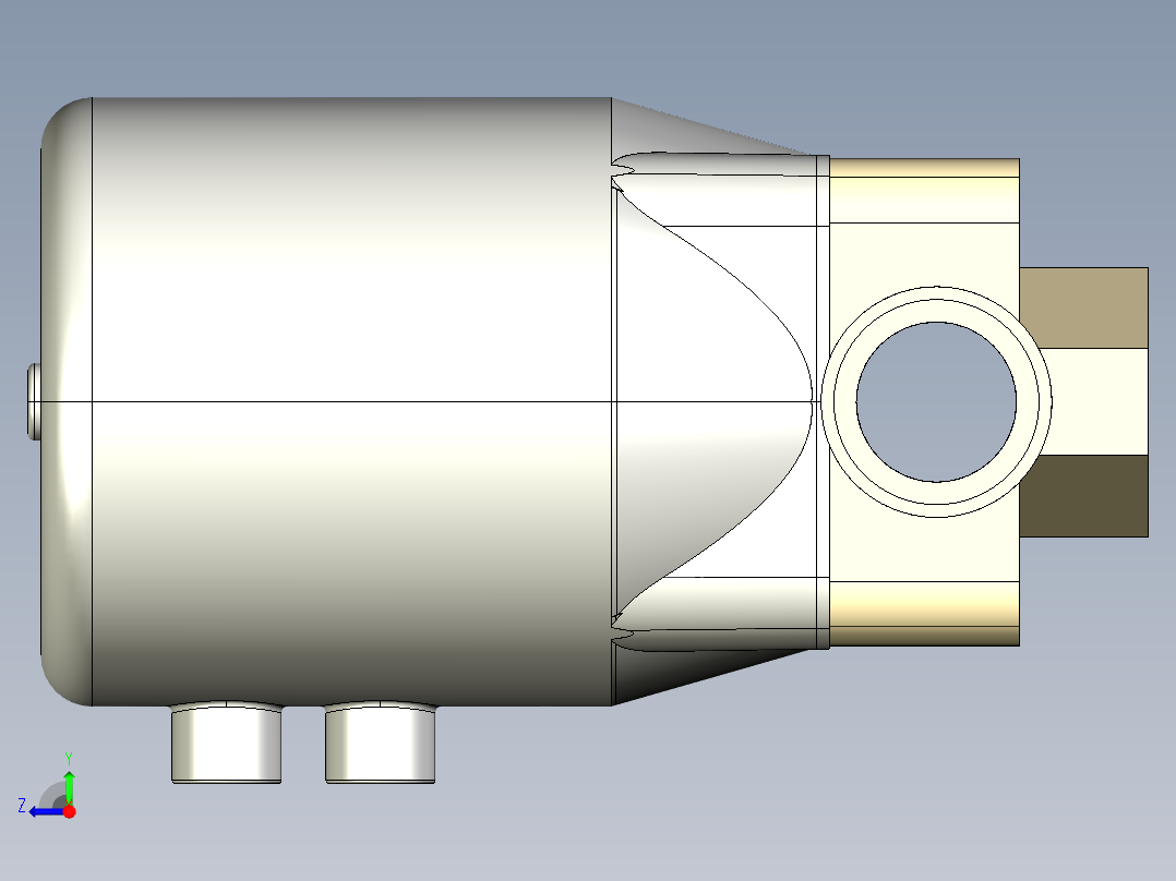 3DKPDMCP DA 气动隔膜阀双作用与男性的两端，公制系列PP-H右视图