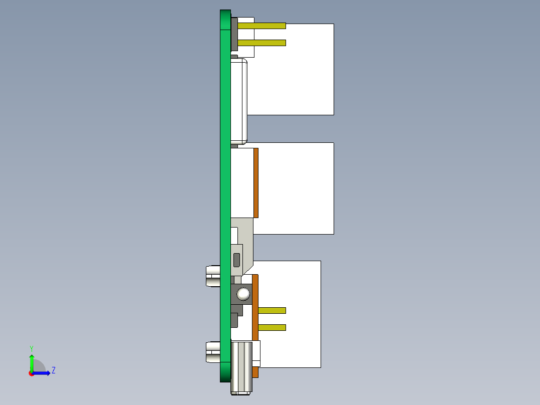 树莓派Pi5SBC模型开发板PCB模型左视图
