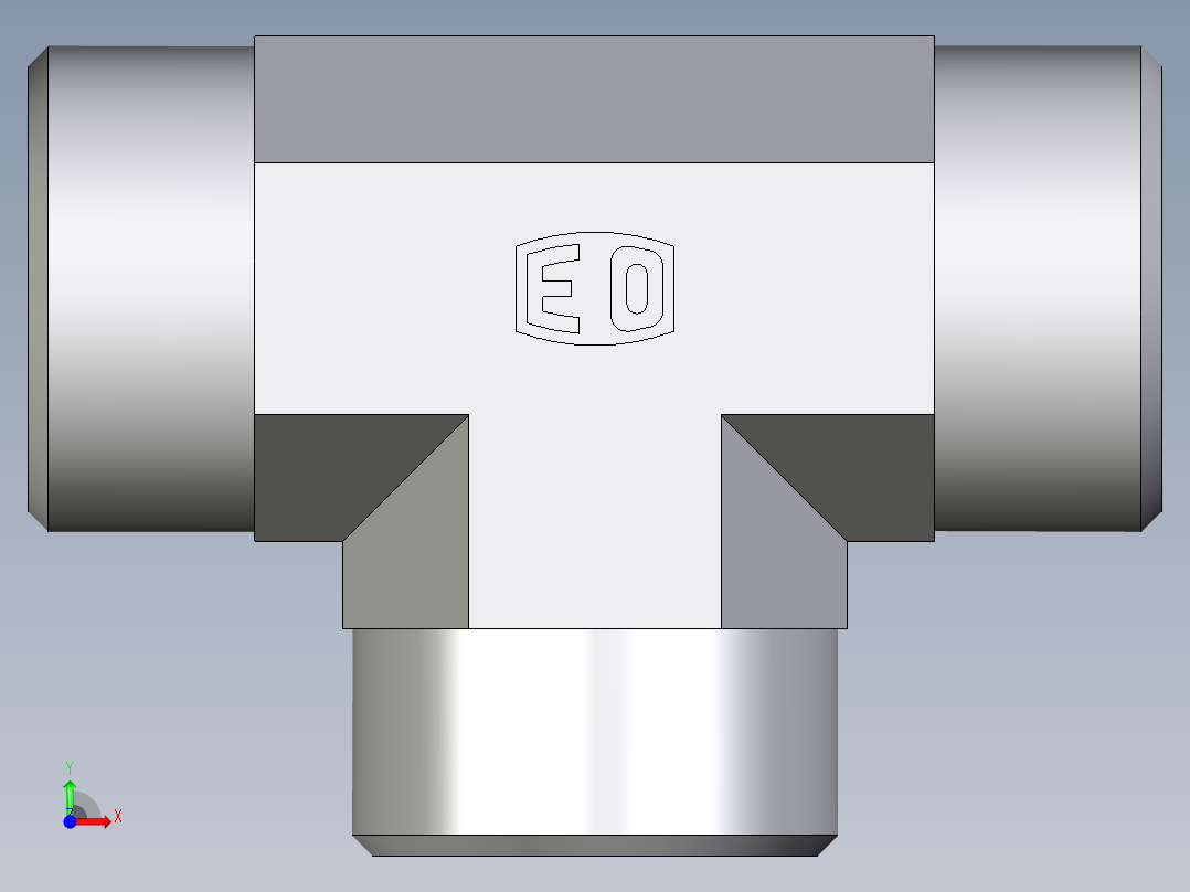 卡套式工业通用硬管接头EO_Union_tee_T22LCFX前视图
