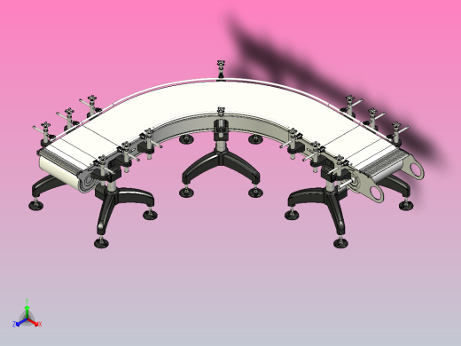 90°直角转弯平皮带输送线正等轴测缩略图