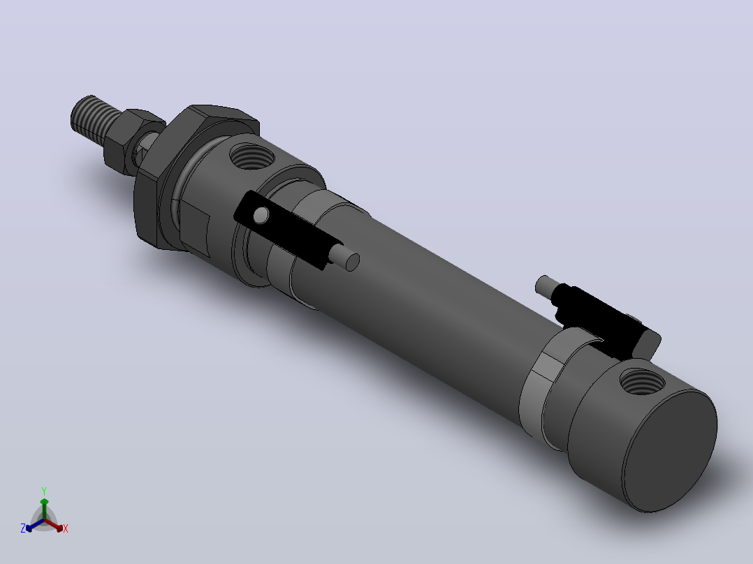 气缸MA20x50SU(0)+(CS1-M-2)正等轴测图