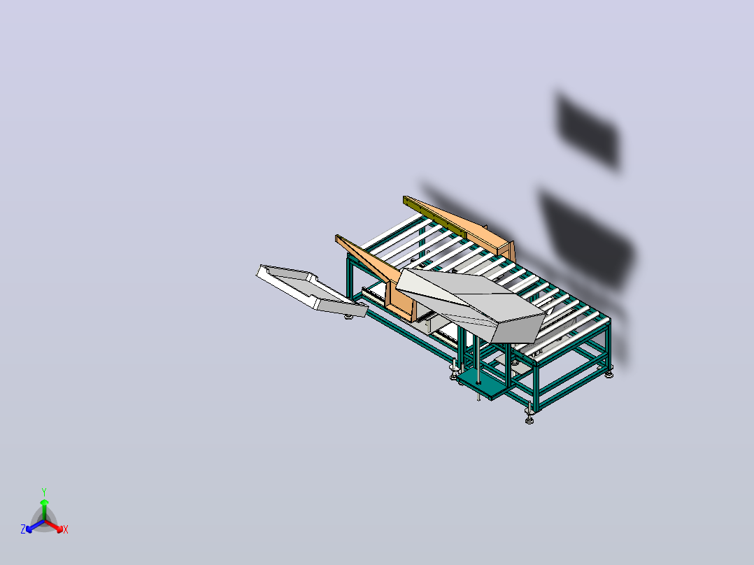 带夹具的输送机正等轴测图