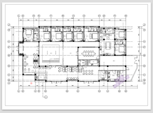 26#院落700㎡民宿CAD施工图 客栈 酒店15M缩略图