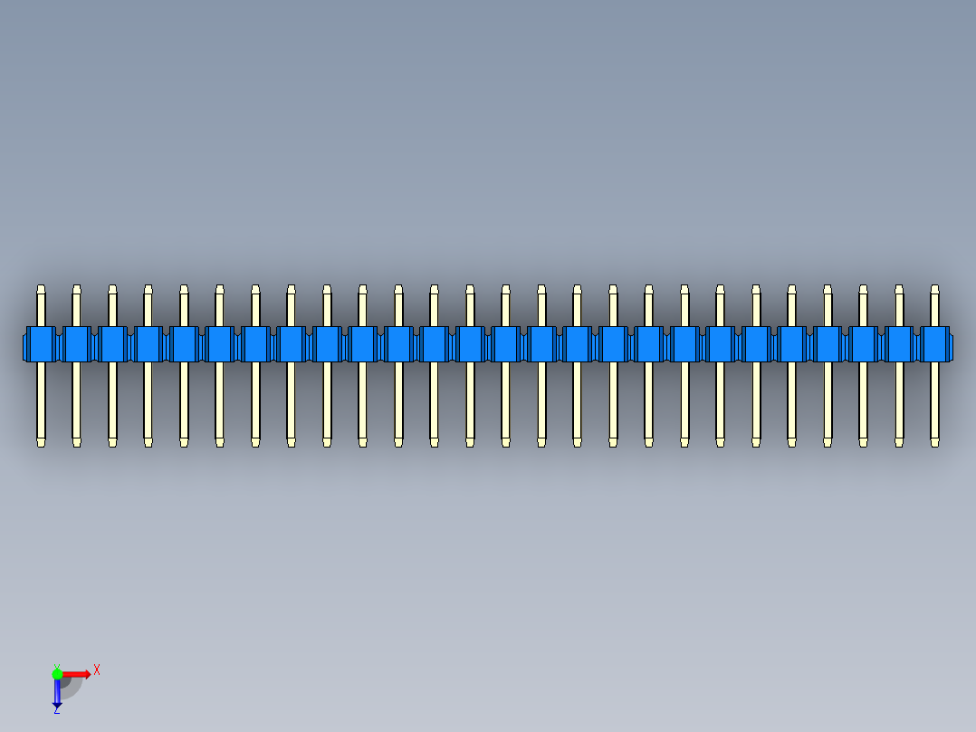 彩色公头100mil（2.54mm）系列-DS1021_blue_1x26p_100mil_Type1_rev1.0俯视图
