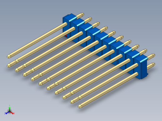 彩色公头100mil（2.54mm）系列-DS1021_blue_2x10p_100mil_Type19_rev1.0正等轴测缩略图