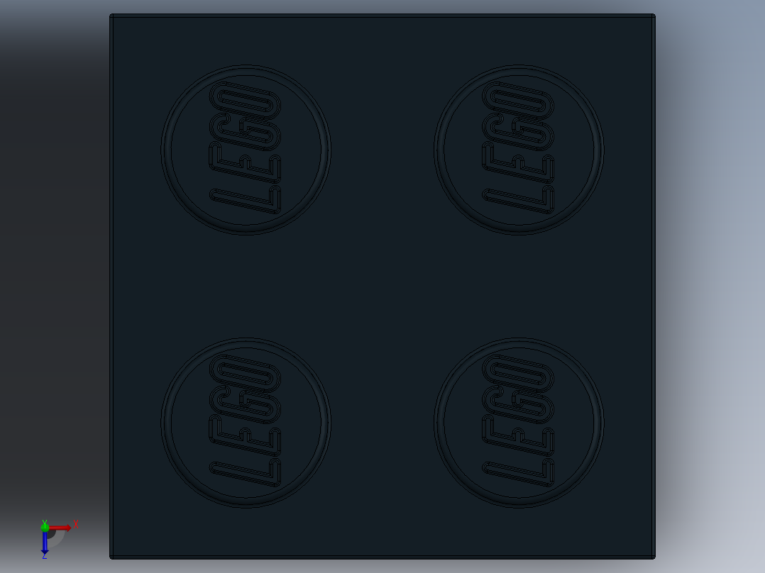 乐高套装 4421基本积木-300326 Black Brick 2 x 2.SLDPRT俯视图