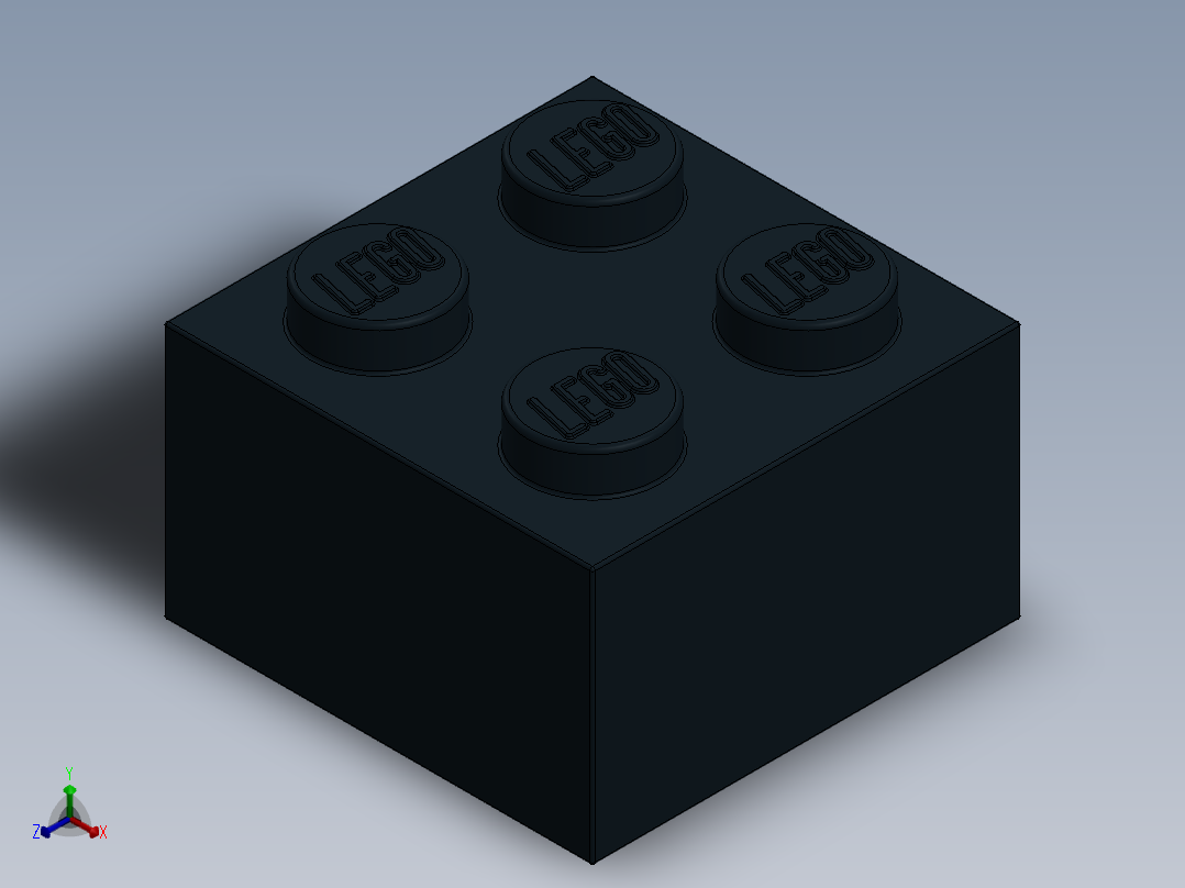 乐高套装 4421基本积木-300326 Black Brick 2 x 2.SLDPRT正等轴测图