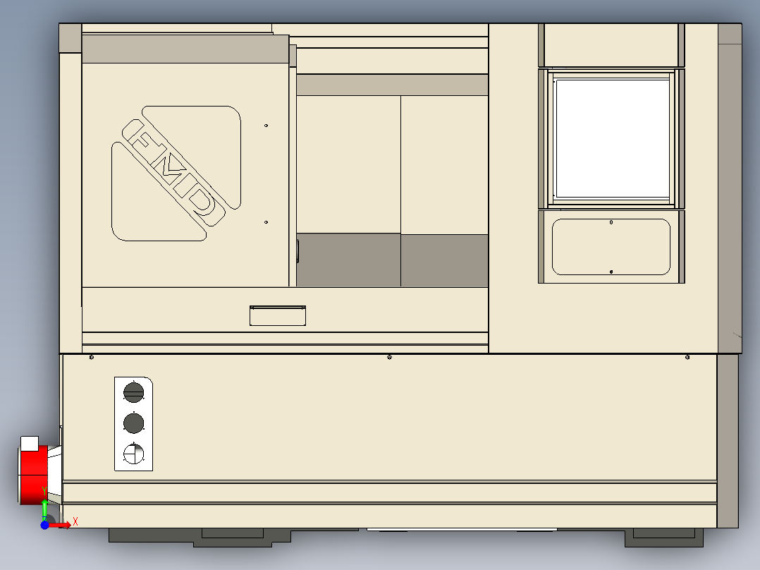 斜床身数控机床全套3D图纸 非标自动化机械三维前视图