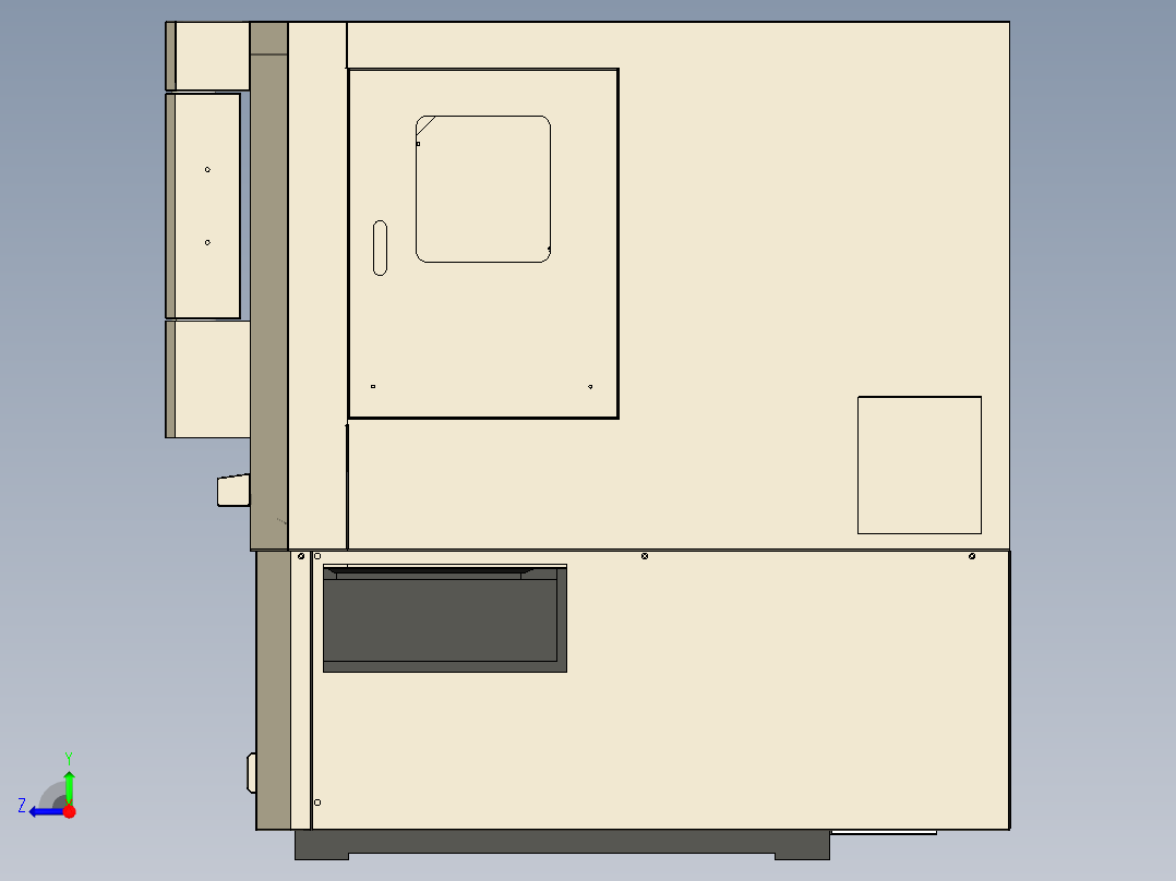 斜床身数控机床全套3D图纸 非标自动化机械三维右视图