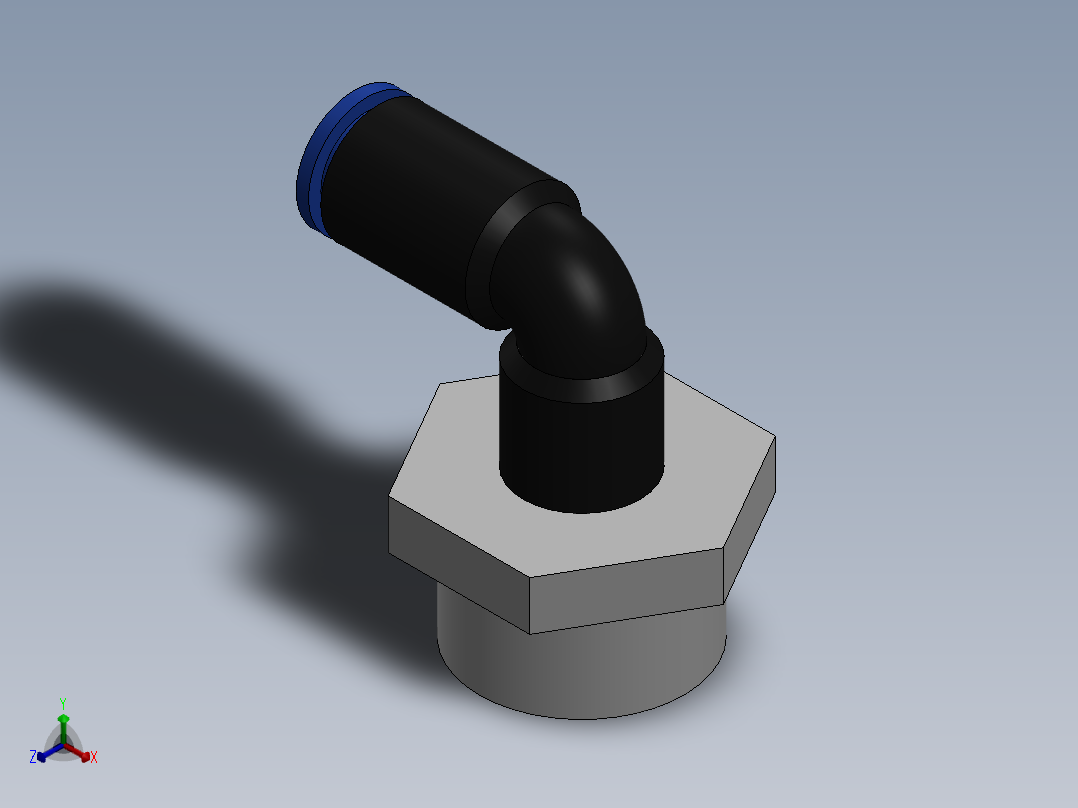 Ø4 x 3-8G COTOVELO 90° MACHO GIRAT. (C02470438)正等轴测图