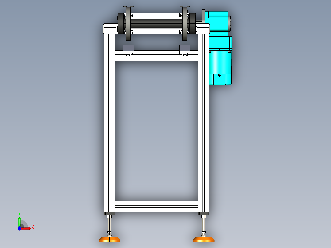 LE-XC4080-带工装带支座右直连驱动输送线前视图