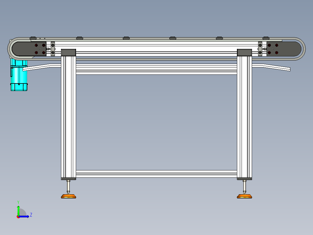 LE-XC4080-带工装带支座右直连驱动输送线左视图