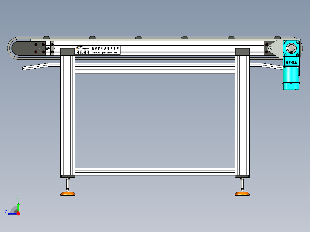 LE-XC4080-带工装带支座右直连驱动输送线右视图