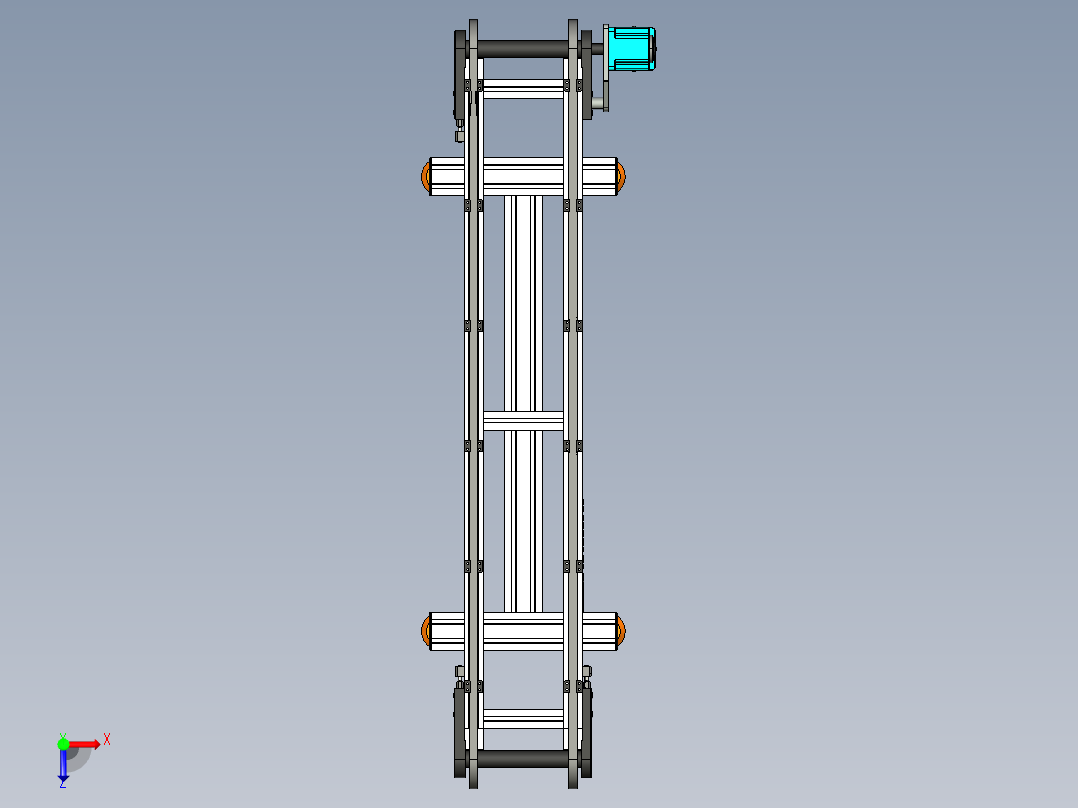 LE-XC4080-带工装带支座右直连驱动输送线俯视图