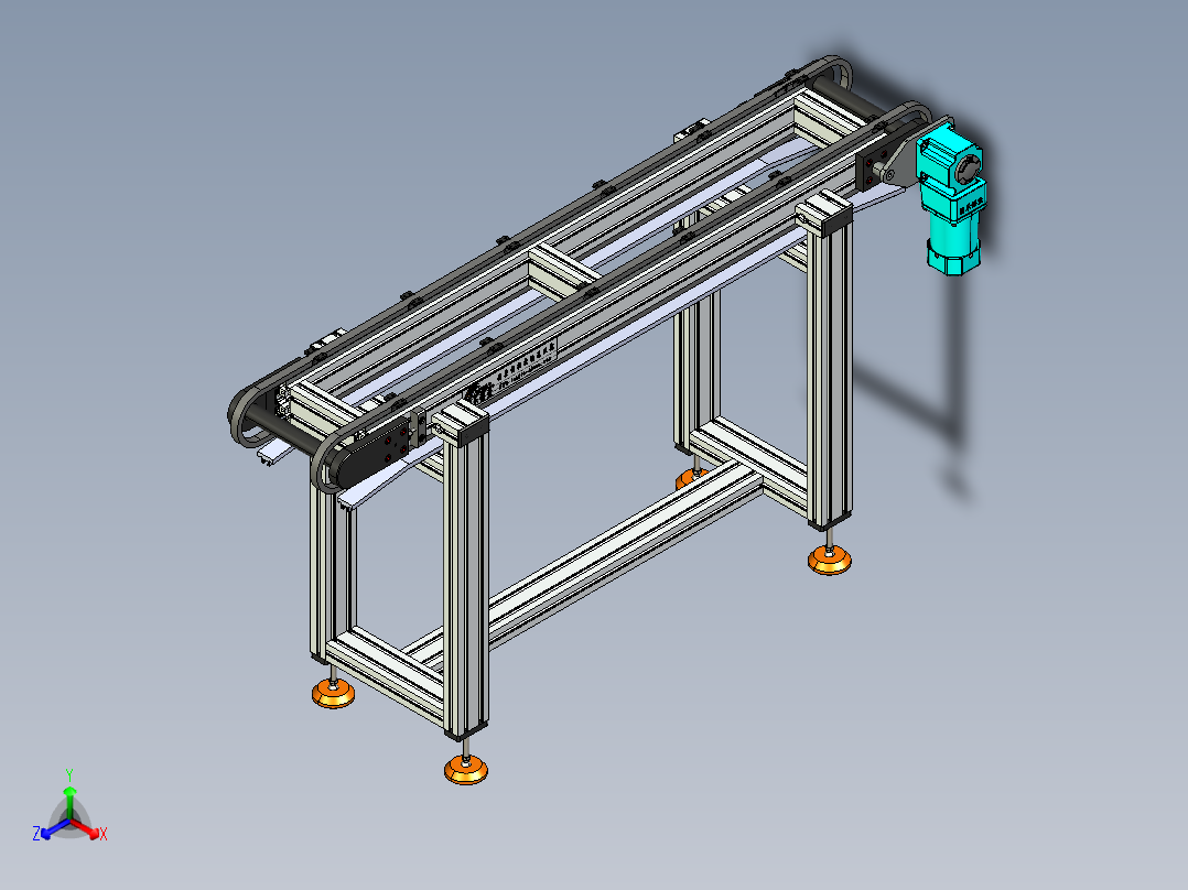 LE-XC4080-带工装带支座右直连驱动输送线正等轴测图