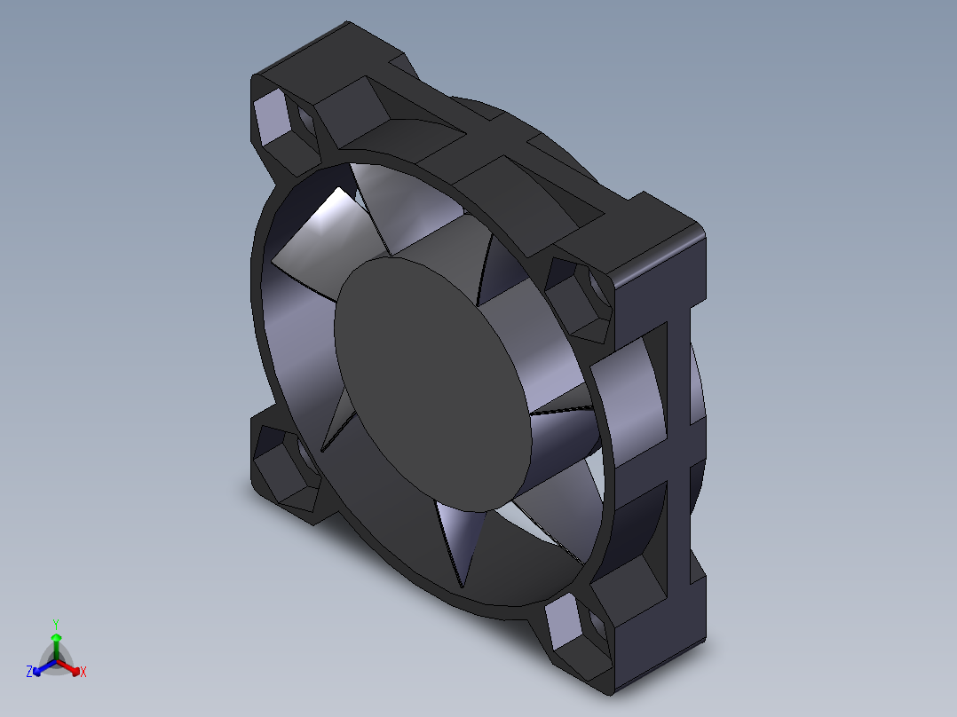散热风扇40x40x10mm正等轴测图