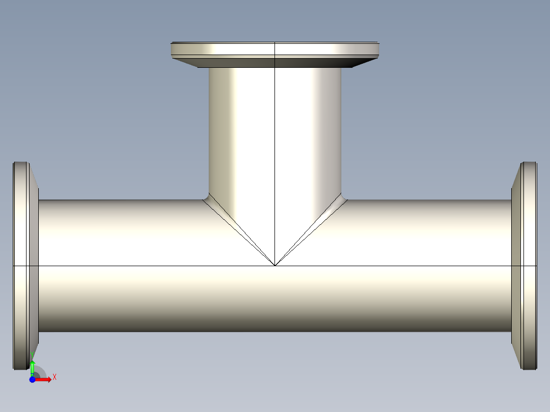 B3004490-KF25 三通接头 高真空前视图