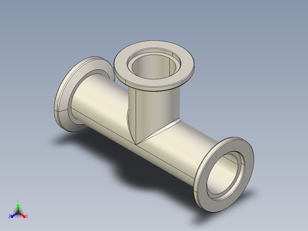B3004490-KF25 三通接头 高真空正等轴测图