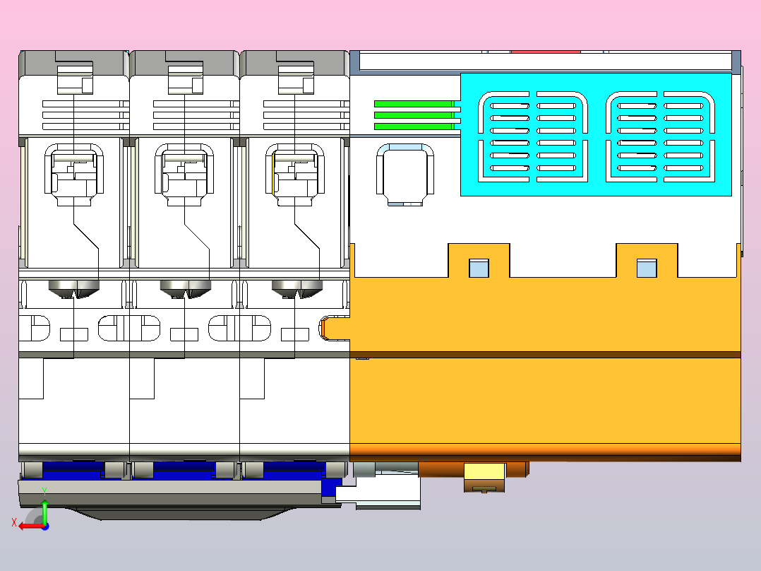 NB1LE-63 3P&amp;N剩余电流动作断路器三维模型202307后视图