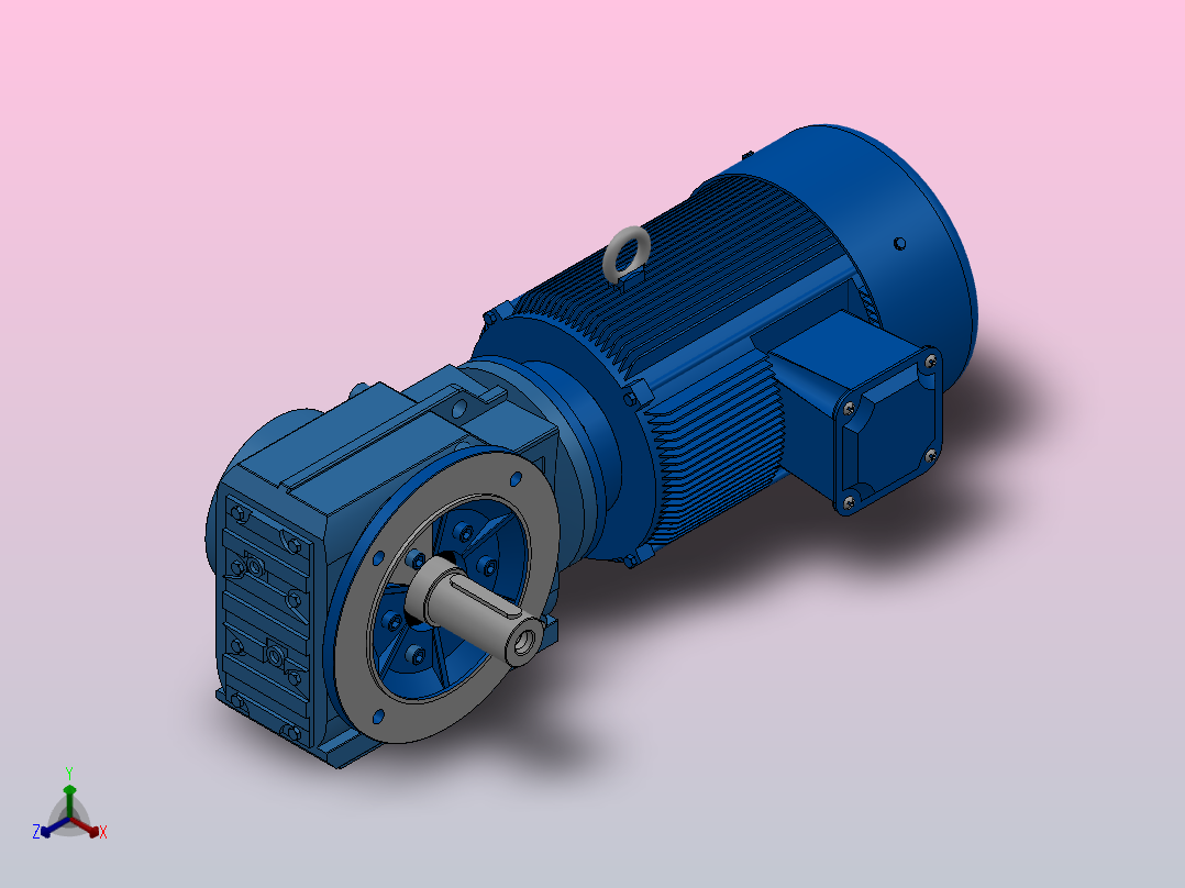 KF87法兰轴伸式安装螺旋锥齿轮减速机KF87-YV11-4P-9.96-M1-0°-A正等轴测图