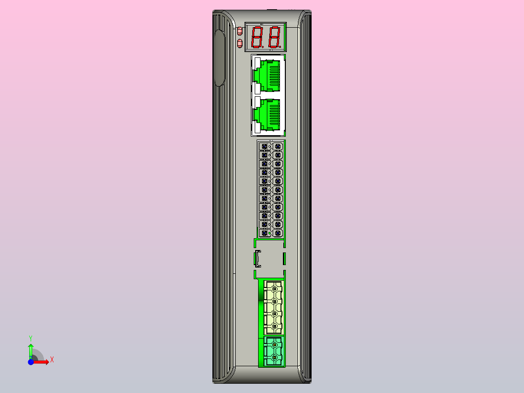 闭环步进电机与驱动器CL3-EC808AC_3D模型前视图