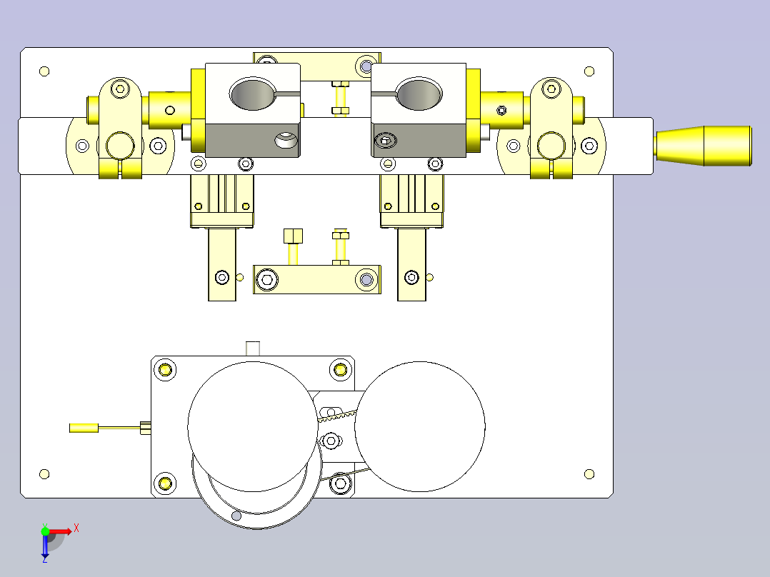 一种液体涂抹夹具3D图纸俯视图