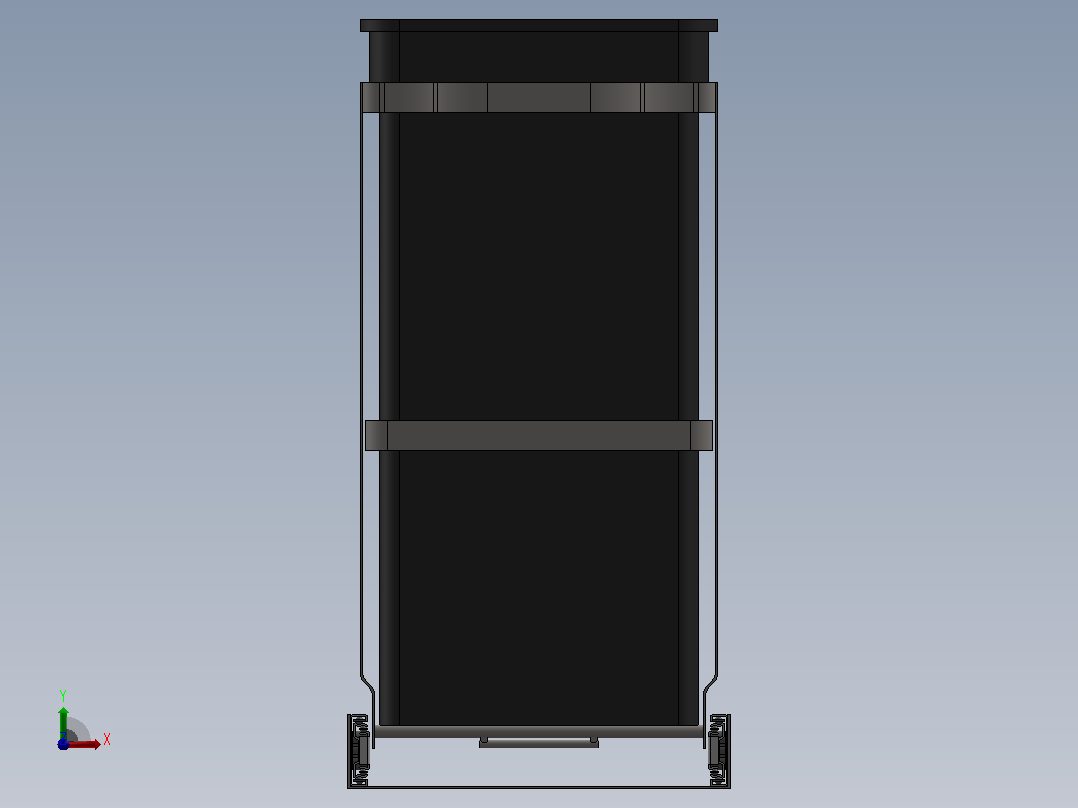 垃圾箱 垃圾处理设备simplehuman-35l-pull-out-trash-recycling-模型格式为 stp前视图