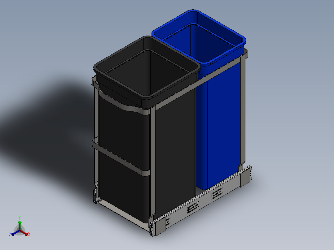 垃圾箱 垃圾处理设备simplehuman-35l-pull-out-trash-recycling-模型格式为 stp正等轴测图