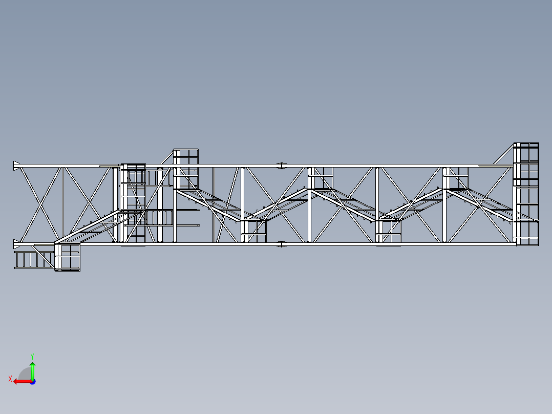 多层高空塔架3D数模图纸 STP格式后视图
