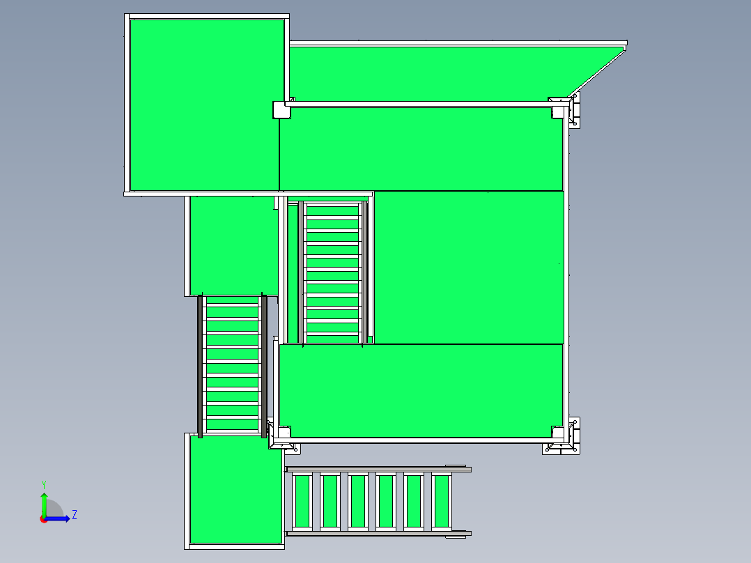 多层高空塔架3D数模图纸 STP格式左视图