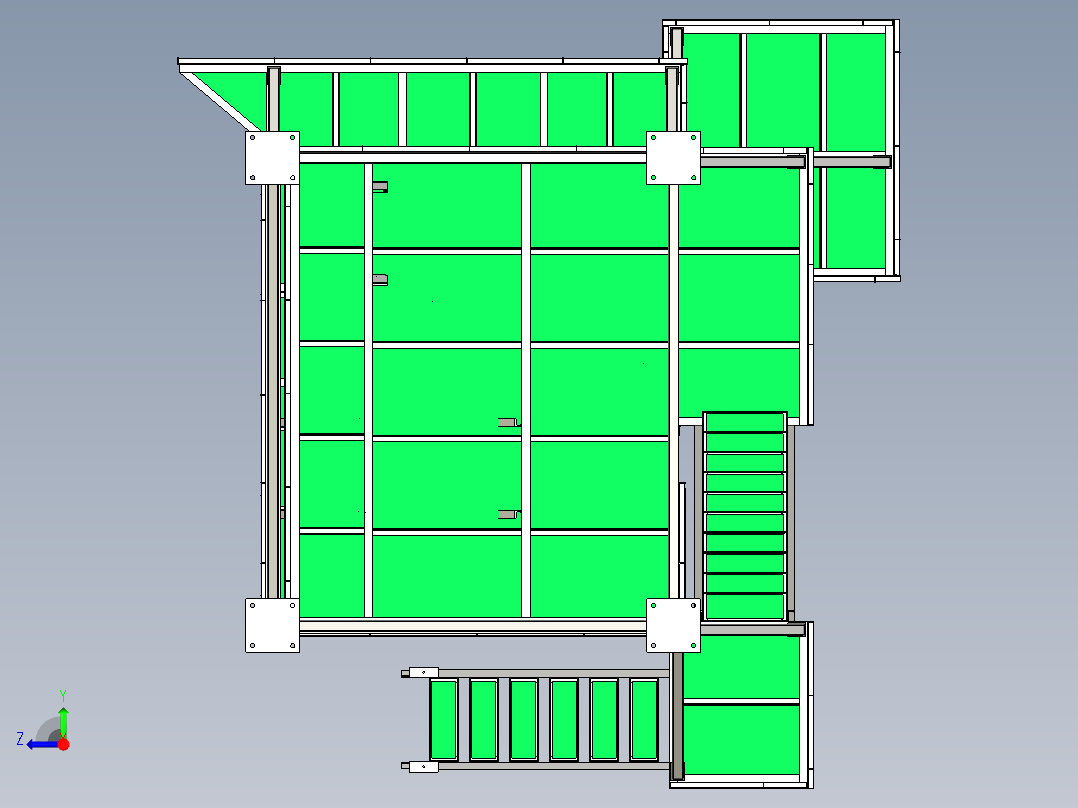 多层高空塔架3D数模图纸 STP格式右视图