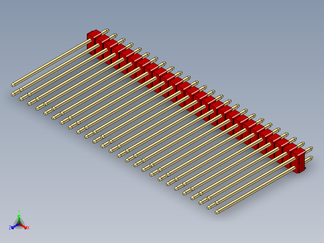 彩色公头100mil（2.54mm）系列-DS1021_red_2x26p_100mil_Type43_rev1.0主视图