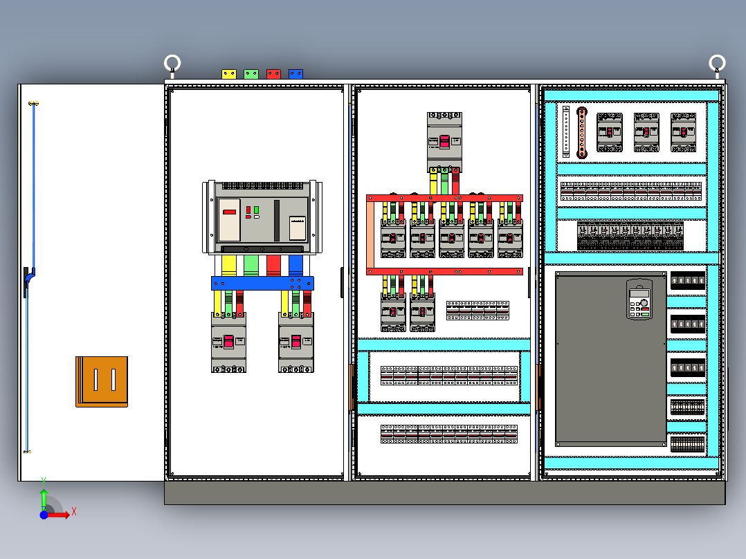 三柜组装万能断路器630A正装变频器控制柜 55325前视图