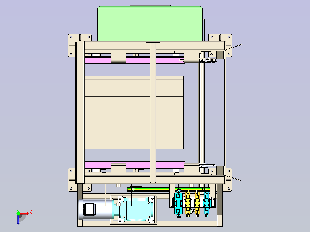 自动堆垛机构3D模型俯视图