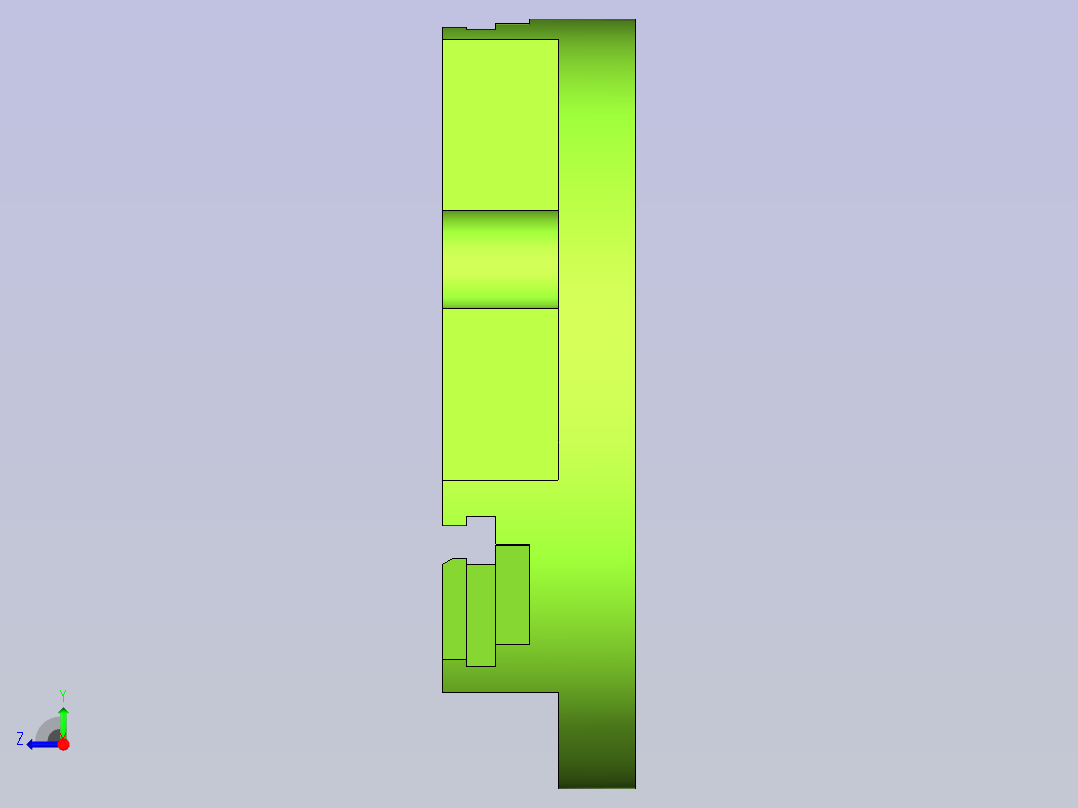 带尺寸的3D工具部件右视图