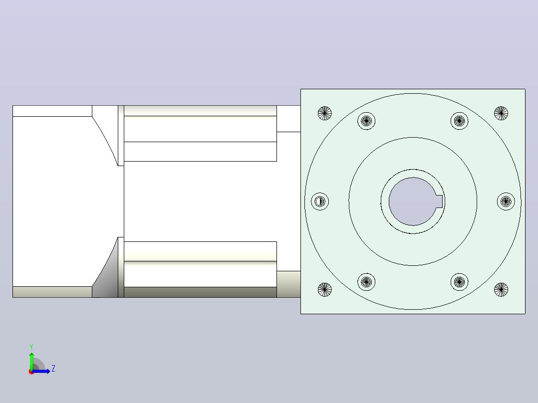 PW140双孔 PLX120-L2 24-95-115-M6转向器PW140 双孔输出 带120直齿减速机左视图