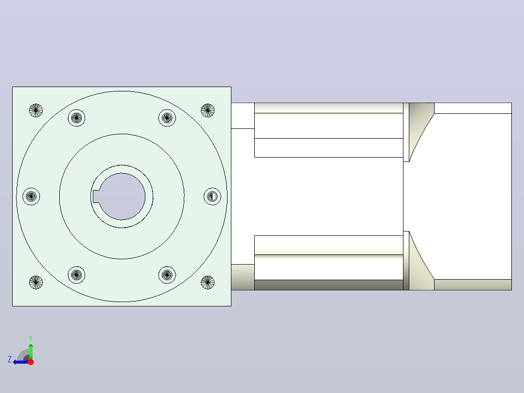 PW140双孔 PLX120-L2 24-95-115-M6转向器PW140 双孔输出 带120直齿减速机右视图