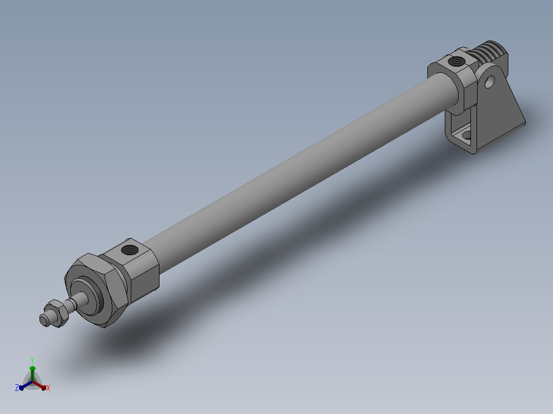单活塞杆气缸（QC85系列）[QC85-E-10-100]正等轴测图