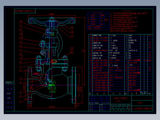 美标截止阀 J41H-150Lb _